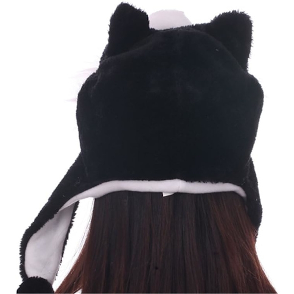 Unisex Vinter Plys Øre Klap Dyr Huer Sort Husky Hoved omkreds