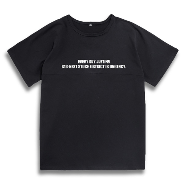 T-skjorter for menn D50-72136-Long Word Double Crane G26-Black-205 Bat Sleeve Sh