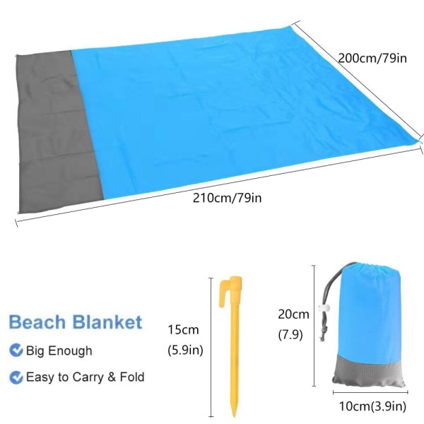 Blue Beach Blanket, Picnic Blanket, Sand Free Beach Mat Waterproo