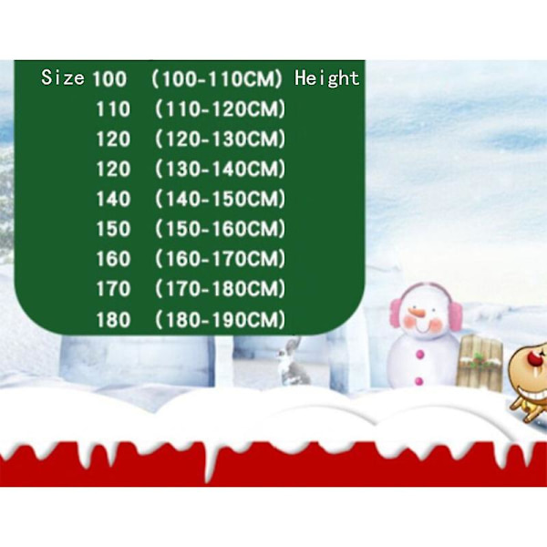 Flickors julklänning röd långärmad juloutfit set-storlek: 160