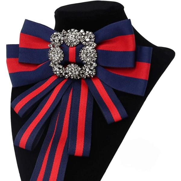 Bowknot brooch Women's men's clothing jewelry decoration brooch (blue+red)