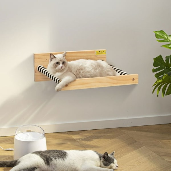 Katt Hängmatta Katt Sitthylla Väggmonterad Hylla Håller Upp Till 22 Lbs, Canvas Stripe