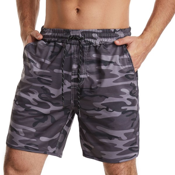Avslappnade shorts med kamouflagemönster, snabbtorkande badbyxor med dragsko, sommarbadkläder, strandkläder, badkläder för män XXL