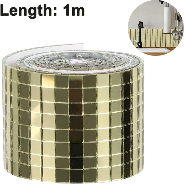Självhäftande bitar Mini fyrkantiga dekorativa hantverk DIY tillbehör Spegelplattor Mosaik 5mm x 5mm, Guld