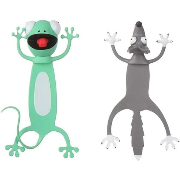 Söpö kirjanmerkki 3D-sarjakuvakirjanmerkki 2 kpl sarja - Sammakko + Susi Anima