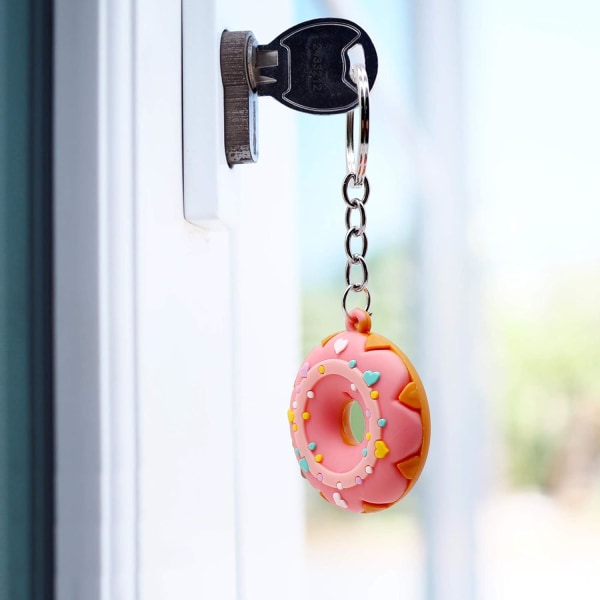 Donut Time Party Favors Donut Nyckelringar 8-pack med Tack Kraft Tag Car