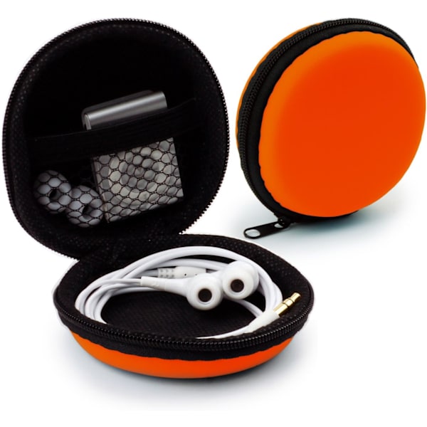2 st Universal In-Ear Hörlursfodral - Hårt Skyddande Fodral för Öronproppar, Kabel - Multifunktionellt Bärfodral Orange, 8*8*3,5cm