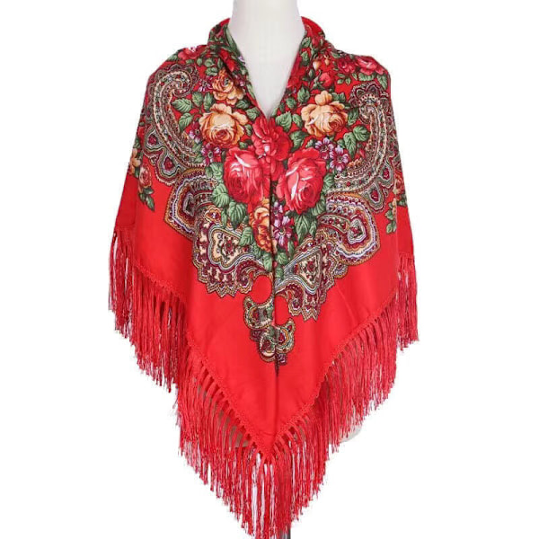 1 stk Retro Trykt Sjal Vinter Boho Shawl Efterår Og Vinter Varmt Bomuld Kvinder Sjal Stil Tassel Sjal Shawl