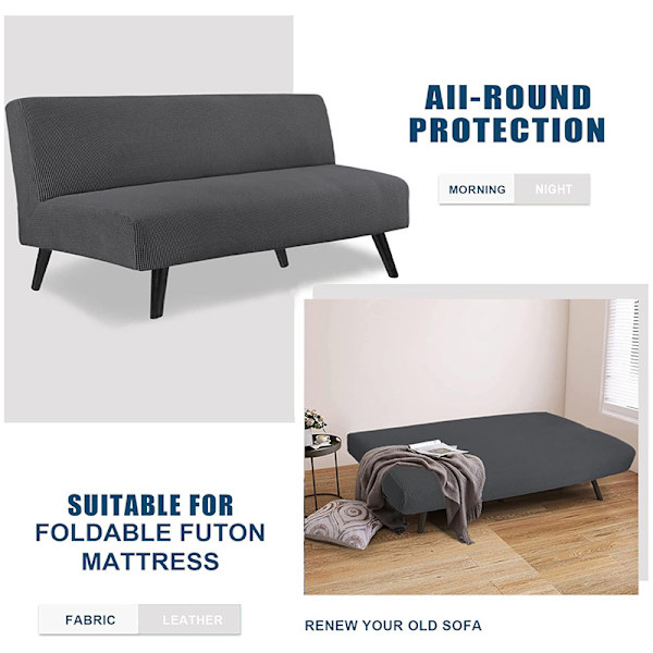 Sæt med 1 stræksofaovertræk 3-personers, elastisk armløst sofaovertræk, jacquard sofaovertræk, universelt sofaovertræk, sofabeskytter, grå