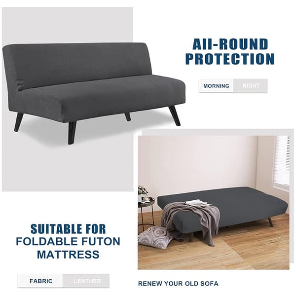 Sett med 1 stretch sofaovertrekk 3 seter, elastisk armløst sofaovertrekk, Jacquard sofaovertrekk, Universal sofa seng overtrekk, Sofa beskytter, Grå