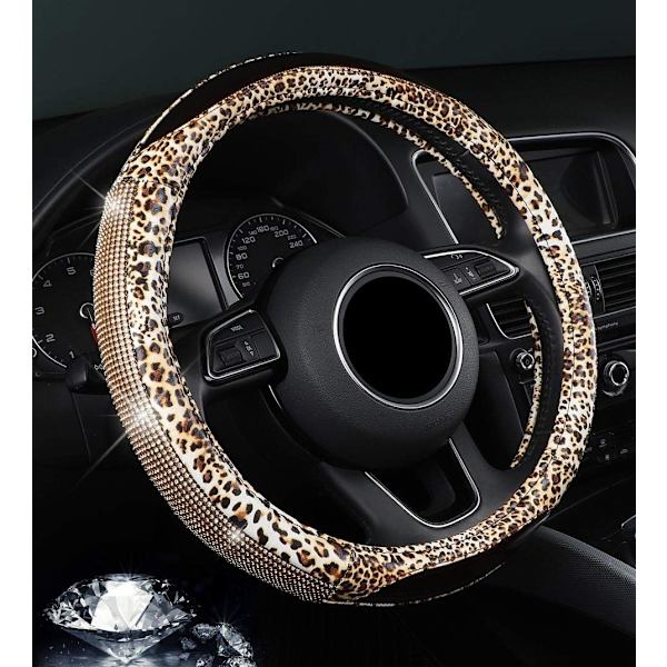 Diamant Rattmuff med Bling Rhinestones Leopardmönster Läder