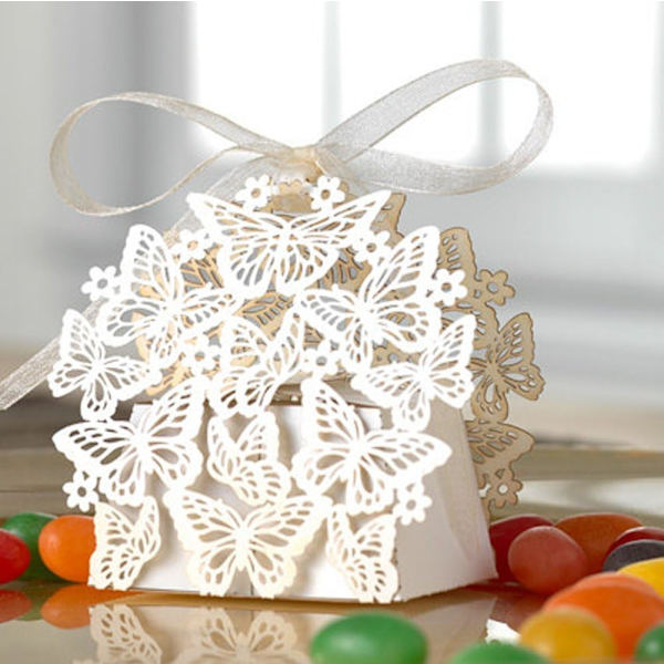 50 Pack Laser Cut Butterfly Bröllop Godis Box Födelsedagsfest Godis B