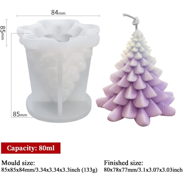 Julelysforme, 3D Juletræ Silikonform til Lysfremstilling, DIY Håndværk, Duftlys
