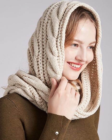 Womens Thick Ribbed Knit Winter Infinity Circle Loop Scarf，70cm