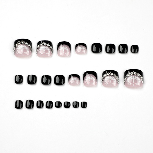 Falska tånaglar Stick on Nails för kvinnor för nagelkonstdekorationer 24 st