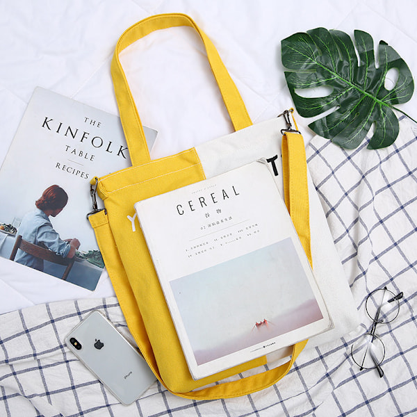 Canvasväska för flickor, axelväska, sydd crossbody-väska, canvas messenger-väska med stor kapacitet, damväska