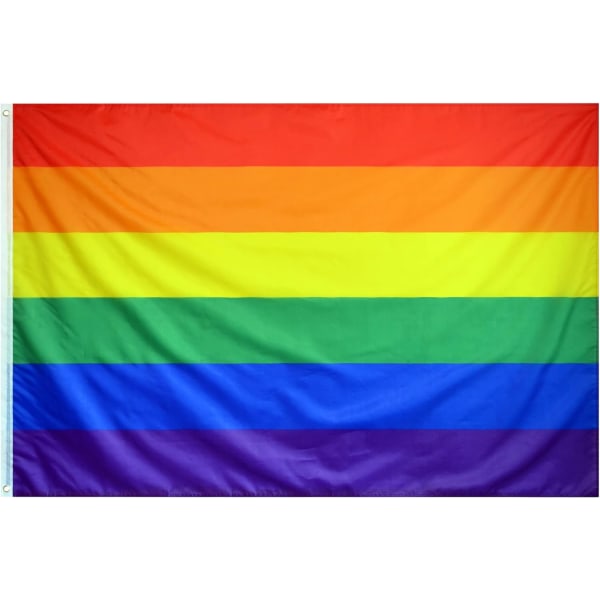 Flagga 90 x 150 cm - Stor regnbågsflagga - Dubbelslits Stor flagga - Flagga Indoo