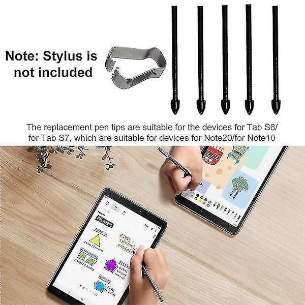 5 stk Stylus-etterfyllinger, erstatningsspiss for berøringspenn, erstatningsspiss for Galaxy Note20/note10/tab S6/tab S