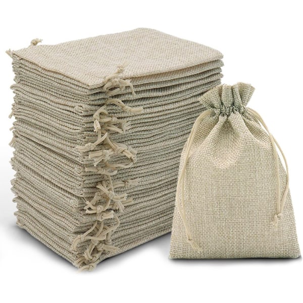 30-pack jutesäckar, 10x14 cm, små presentpåsar med dragsko