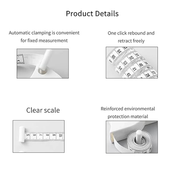 Kroppsmätningstejp, mjukt måttband, 150 cm/60 tum måttband, fo