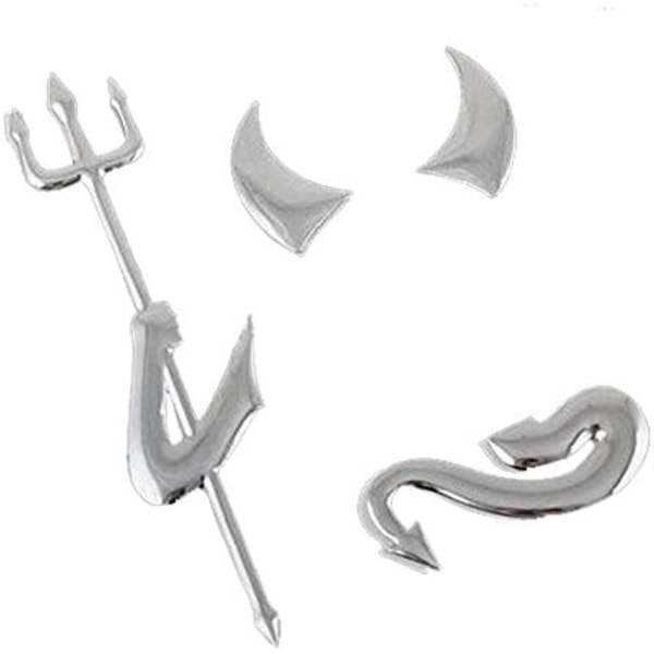 3D Krom Silver Bilklistermärke - Djävulsemblem - 2 Set