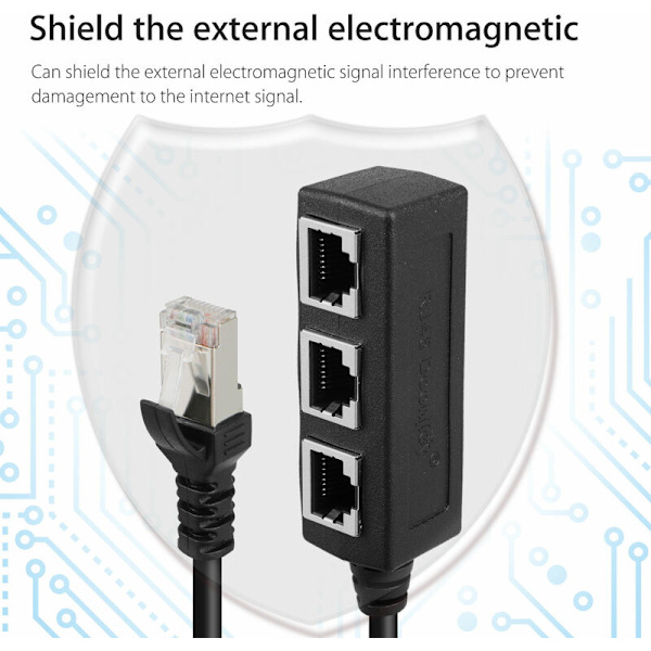 RJ45 LAN Ethernet 1 til 3 port splitter kabel netværk med Cat5, Cat5e, Cat6