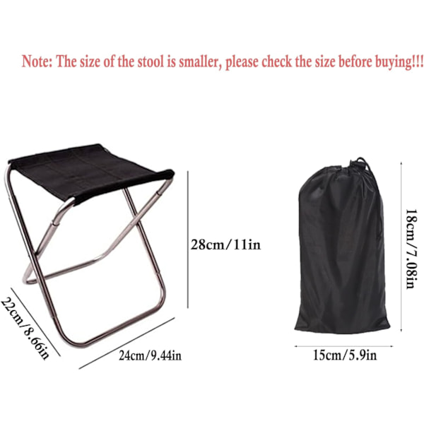 Fällbar campingpall, liten bärbar fällbar pall, ultralätt hopfällbar stol, bärbar fällbar sittplats, liten aluminium campingstol, för T