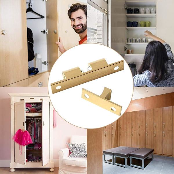 Messing Dobbelt Kuglefang 60mm Rullelås Fastgørelse til Skab Møbel Dør Kabinet Fang Dørlås (10 stk)