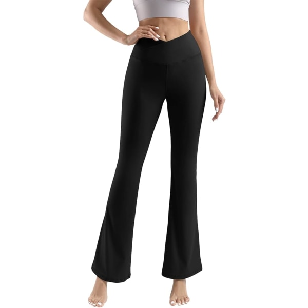 Flare Leggings för kvinnor V Crossover Hög midja Casual Bootcut Yoga byxor