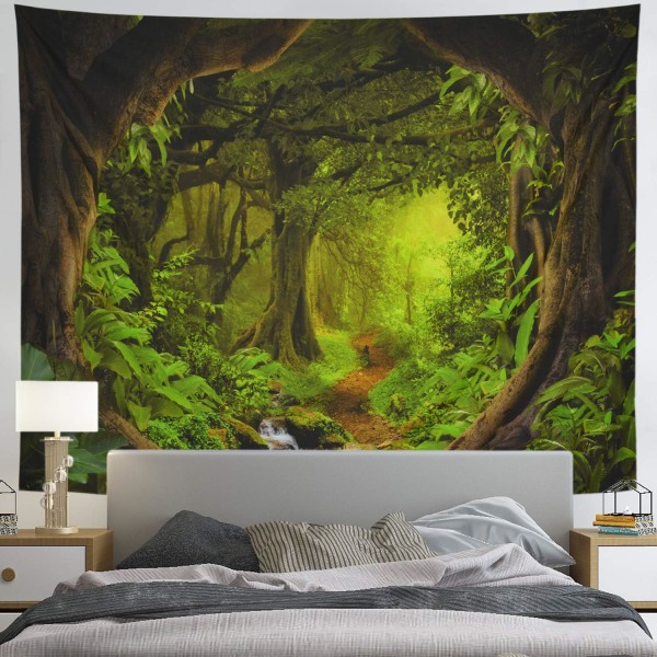 Forest Tapestry Nature Tree Cave Tapestry Väggbonad Misty Forest Tapestr