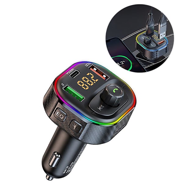 T86 Bluetooth FM-bilsender, musikkspiller, USB-lader