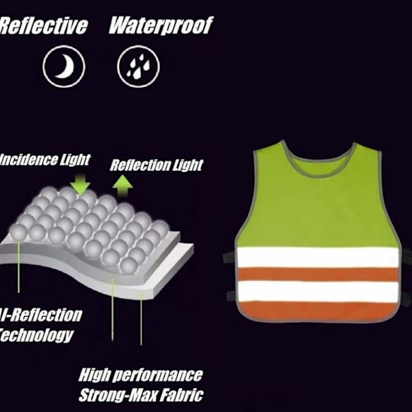 2 stk. børns sikkerhedsvest baby veste høj synlighed reflekterende småbørns arbejdstøj jakke 2 elastiske bånd，grøn