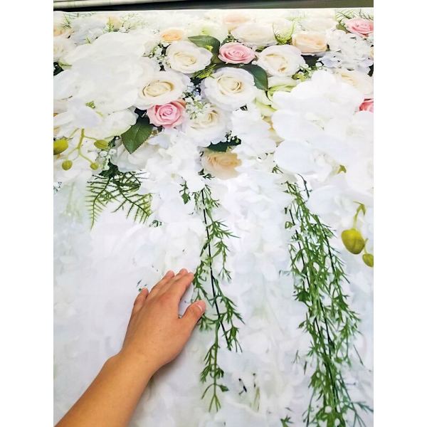 Brude brusebad stor bryllup blomster væg baggrund hvid og grøn rose 3D fl
