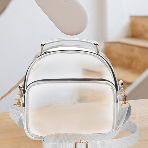Läpinäkyvä olkalaukku naisille, läpinäkyvä reppu, etutasku, PVC-lisävaruste, söpö crossbody-laukku, stadionlaukku matkustamiseen, festivaaleille