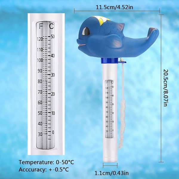 Simtermometer för simbassäng, simtermometer med rep, flytande 11