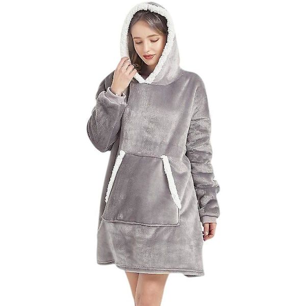 Genser teppe for voksne standard størrelse hette plysj fleece teppe, genser