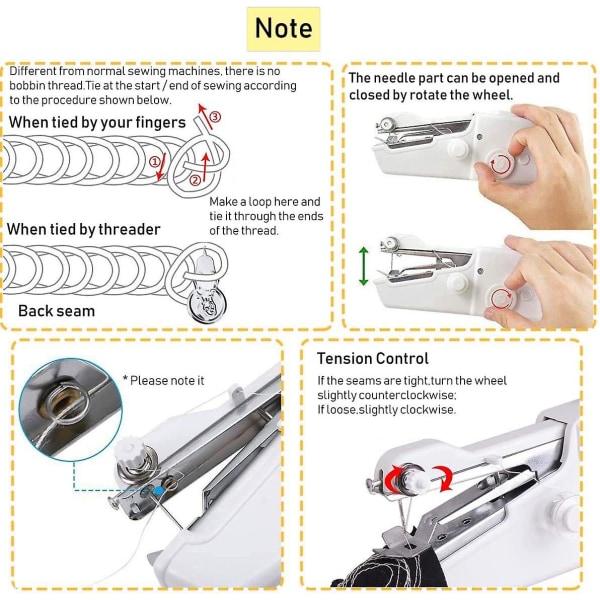 Håndholdt symaskine, mini symaskine, bærbar symaskine med