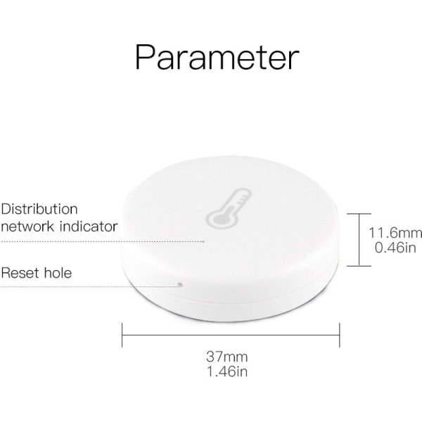 Smart termometer hygrometer, inomhus temperatur- och fuktighetssensor med app-avisering via Tuya-app / Smart Life Gateway (1 st)