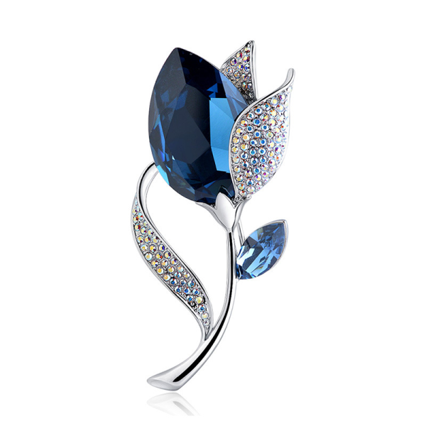 Blå calla lilja strass zirconia kristall brosch elegant enkel