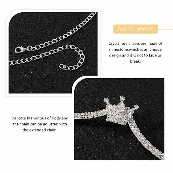 Brystkjede Rhinestone BH Kroppskjede Glitrende Bikini BH Brystkjede Sølv Brystbrakett Kjede BH Fest Kroppssmykker Tilbehør for Kvinner