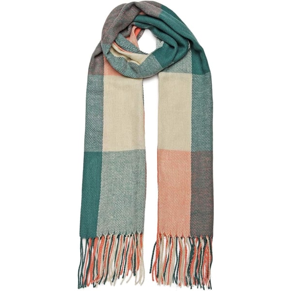 Dametørklæder Vinter Lang Blød Varm Tartan Check Wraps Uld Spinning Kvast