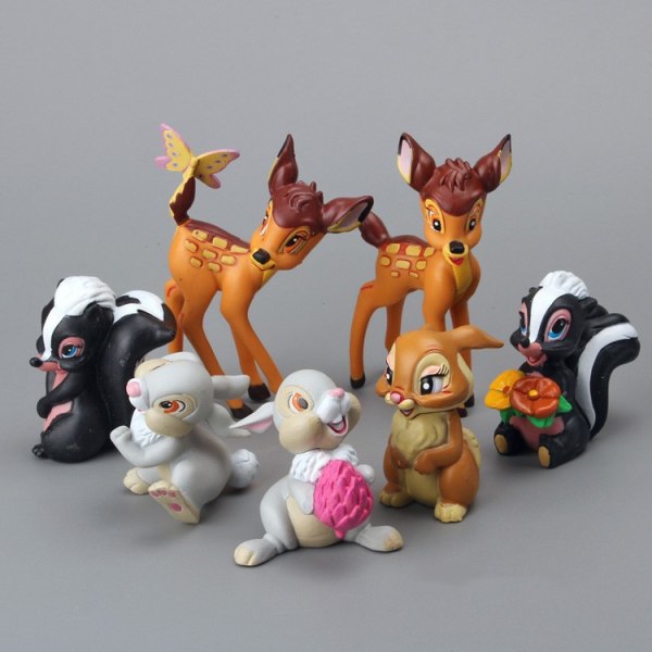 Bambi mini -hahmot lelut, kakunkoristelu tarvikkeet, koriste-ornamentit 7 kpl