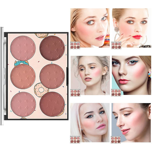 6 farver ansigtsblush-palette, let luksus blush-palette mat blush-pudder