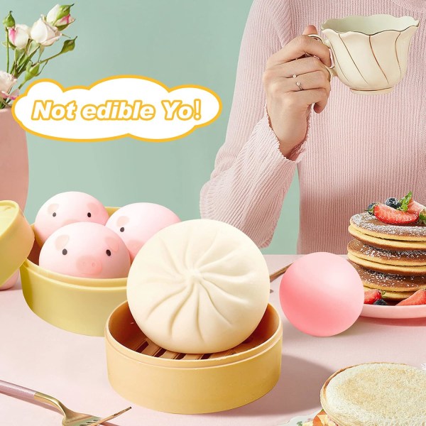 Dumpling Stressbold Legetøj, Dumpling Squishy Stressbold Dampet Fyldt Bolle
