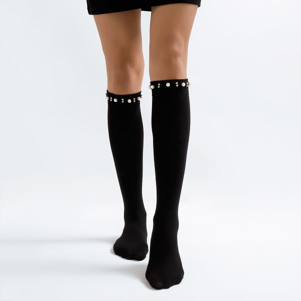 Fleece Socks Leggings, Svart