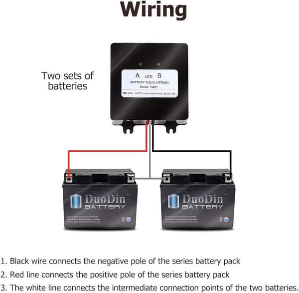 Batteri Equalizer, HA01 Batteri Equalizer 2x12V Batteri Equalizer Solar Batteri Balancer kompatibel Blysyre Batteri Oplader