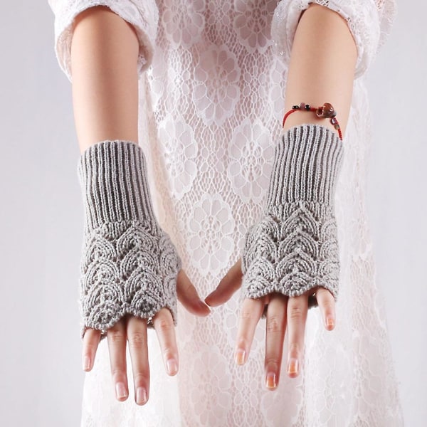 Mote kvinner vinter fingerløse hansker Håndvarmer strikkede votter