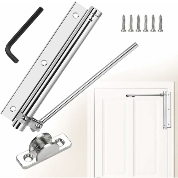 Aluminiumlegering fjäderdörrstängare justerbar rostfri dörrstängare automatisk dörrstängare kromyta hållbar med skruvar - silver