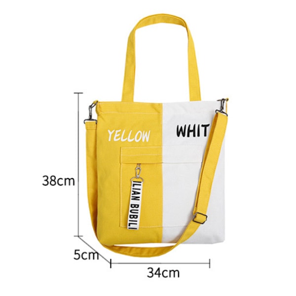 Canvasväska för flickor, axelväska, sydd crossbody-väska, canvas messenger-väska med stor kapacitet, damväska