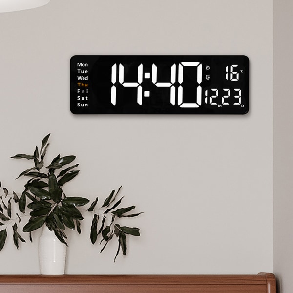 Digital väggklocka, 16\" stor digital väggklocka med LED